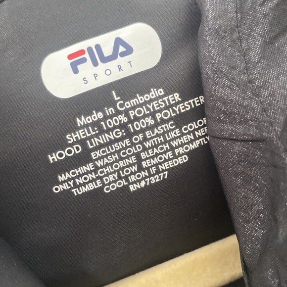 Fila Black designer front zipper pull sides slight shine jacket - Picture 10 of 16